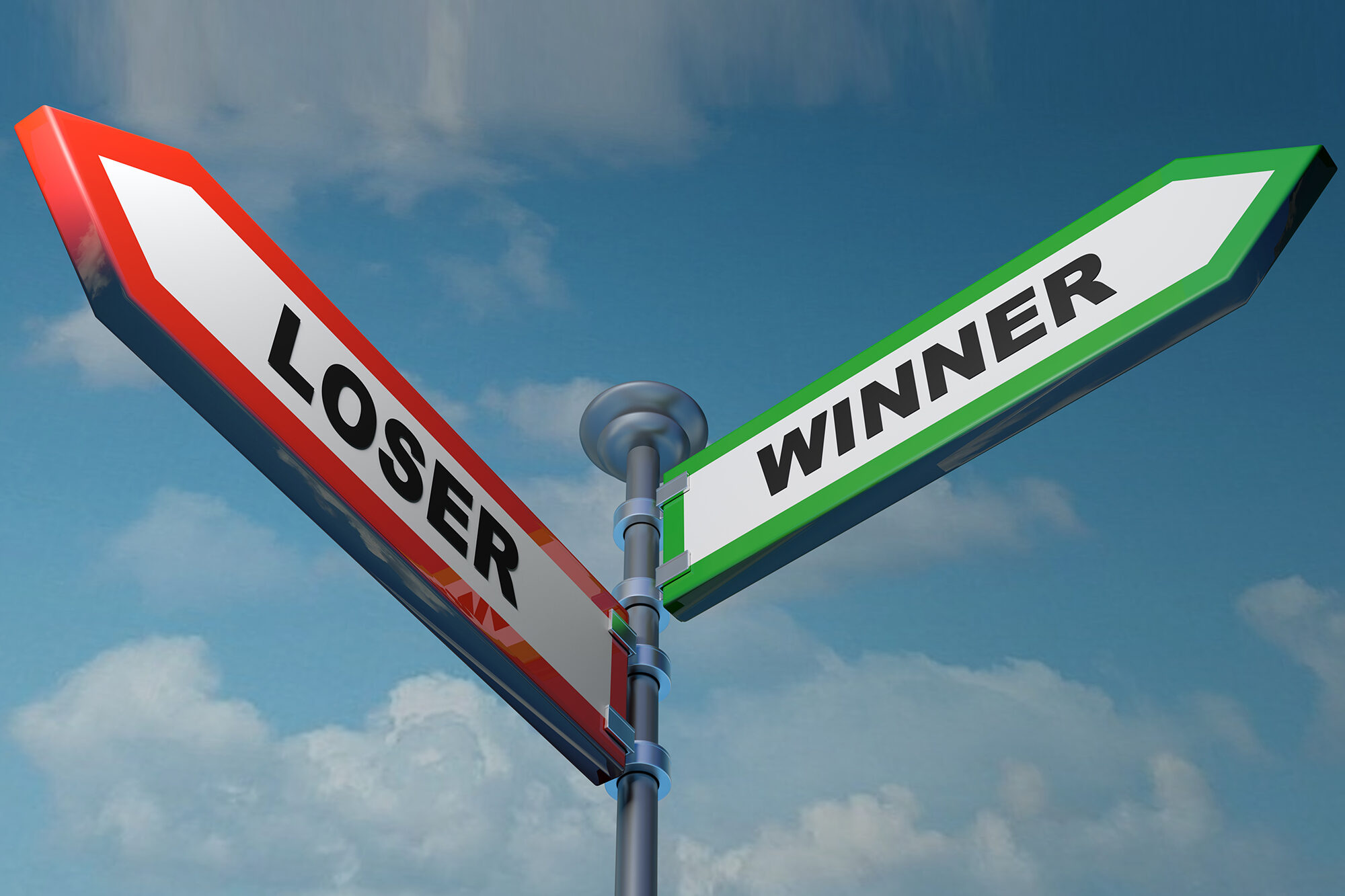 Loser - Winner street signs - 3D rendering illustration