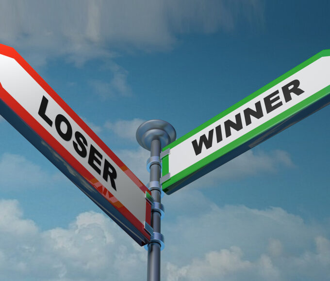 Loser - Winner street signs - 3D rendering illustration