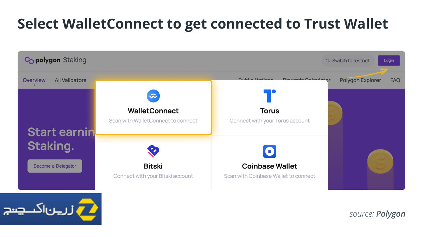 Select WalletConnect to get connected to Trust Wallet